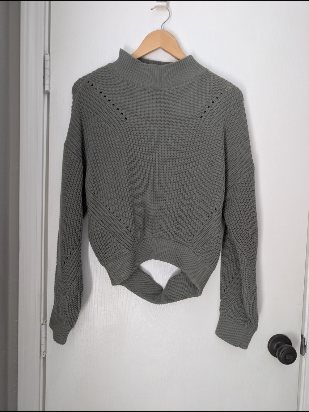 Forever 21 Olive Gray Ribbed Mock Neck Sweater